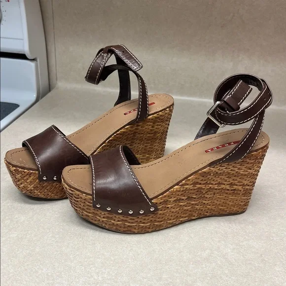 Prada Leather Espadrilles Wedges - Picture 7 of 11